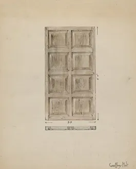 Holt Geoffrey Prints: Old Paneled Door: Outside Door to Monastery, c. 1936. Creator: Geoffrey Holt