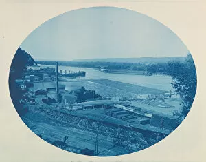 Cyanotype Collection: Old Ponton Bridge at N. McGregor, Ia. 1885. Creator: Henry Bosse