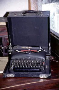 Inventions Prints: Old Remington typewriter in the Railway Museum in Squamish