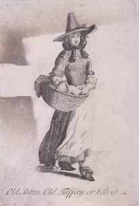 Marcellus Laroon Prints: Old Satten Old Taffety or Velvet, Cries of London, (c1688?)