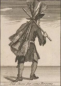 Marcellus Laroon Prints: Old Shoes for some Brooms, Cries of London, (c1688?)