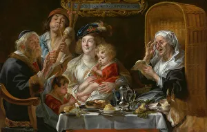 Specs Prints: As the Old Sing, So Pipe the Young, 1638. Creator: Jordaens, Jacob (1593-1678)