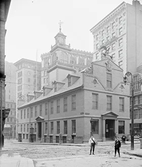 Court House Prints: Old State House from Washington St. Boston, Mass. between 1900 and 1906. Creator: Unknown