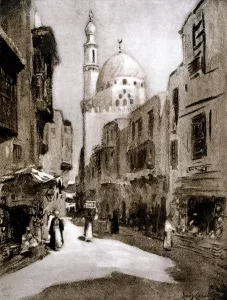 Old street in sunlight, Cairo, Egypt, 1928. Artist: Louis Cabanes Old street in sunlight, Cairo, Egypt, 1928. Artist: Louis Cabanes