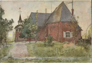 Larsson Carl Prints: Old Sundborn Church. From A Home (26 watercolours). Creator: Carl Larsson