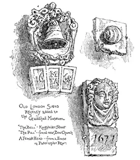 Antiques Prints: Old tavern signs in London, 1890. Creator: Unknown