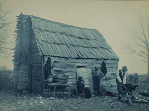Cyanotypes 1890 1900 Gmgpc Prints: Old time cabin, 1899 or 1900. Creator: Frances Benjamin Johnston