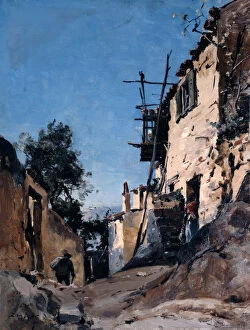 Lansyer Gallery: The Old Town Below the Cemetery, Menton, 1890. Artist: Emmanuel Lansyer