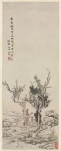 Old Trees by a Wintry Brook, 1551. Creator: Wen Zhengming (Chinese, 1470-1559)
