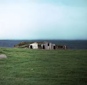 Icelandic Prints: Old Viking-style Icelandic turf farm