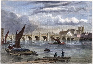 Old Westminster Bridge in 1754, 19th century