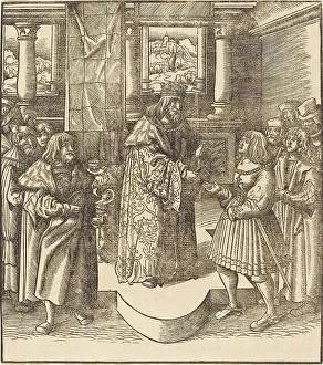 Messengers Prints: The Old White King Sending His Messengers to Portugal, 1514/1516. Creator: Leonhard Beck