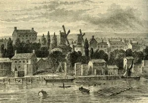 Publisher Prints: Old Windmills at Lambeth, about 1750, (c1878). Creator: Unknown