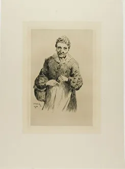 Plate Tone Prints: Old Woman with Basket, 1878. Creator: Gaston la Touche
