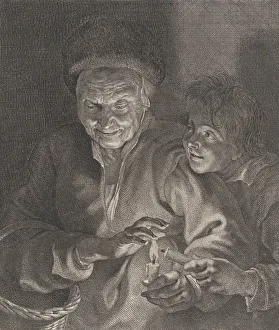 Old woman and a boy with candles, ca. 1620-30. ca. 1620-30