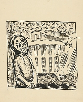 Picket Fence Prints: Old woman, c1935. Creator: Arnold Peter Weisz-Kubincan