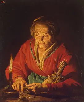Elderly Woman Prints: Old Woman with a Candle, 1640. Creator: Matthias Stomer