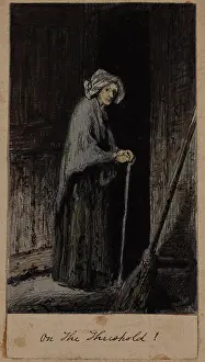 Threshold Prints: Old Woman with Cane, c1860-1895. Creator: Thomas Hovenden