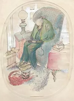 Old woman and cat, 1951. Creator: Shirley Markham