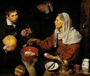 Kitchen Prints: An Old Woman Cooking Eggs, 1618. Creator: Velazquez, Diego (1599-1660)