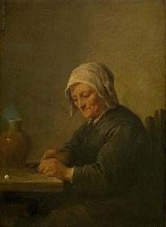 Cutting Prints: An Old Woman Cutting Tobacco, c1640-1690. Creator: David Teniers II