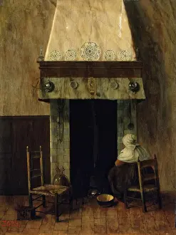 Empty Prints: An Old Woman by a Fireplace, 1655. Creator: Jacobus Vrel