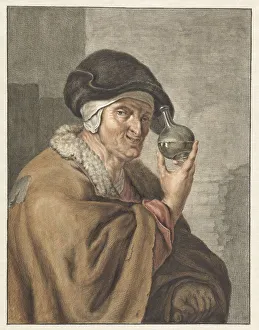 Abraham Delfos Prints: Old woman with a flask of urine, 1741-1820. Creator: Abraham Delfos