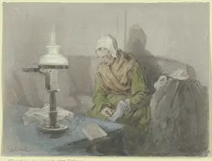 Vision Prints: Old woman by lamplight, c1860. Creator: Angilbert Gobel
