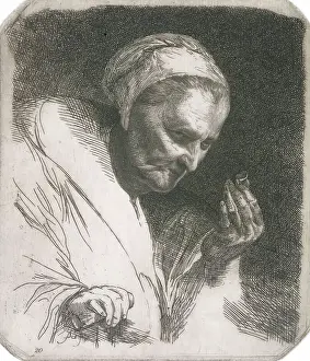 An Old Woman Looking at a Ring, (c1620s), c1826. Creator: Andrew Geddes