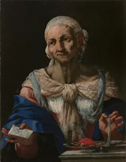 Old Woman with a Pearl Necklace and Letter (Vanitas), ca 1663