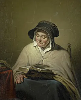 Kruseman Cornelis Prints: Old Woman Reading, 1820-1833. Creator: Cornelis Kruseman