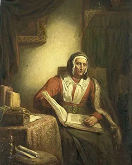 Domesticity Prints: Old Woman Reading, 1834. Creator: George Gillis Haanen