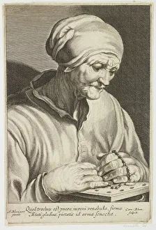 Devout Prints: Old woman with a rosary praying. Creator: Cornelis Bloemaert