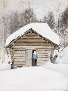 Entering Prints: Old Woman at the Sauna Door, c1900. Creator: Hugo Simberg