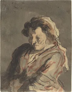 Feature Prints: Old Woman Seated. Creator: Honore Daumier