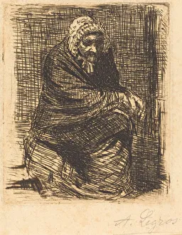 Old Woman Seated (La vieille femme assise). Creator: Alphonse Legros Old Woman Seated (La vieille femme assise). Creator: Alphonse Legros