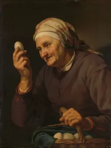 Class Prints: Old Woman Selling Eggs, 1632. Creator: Hendrick Bloemaert