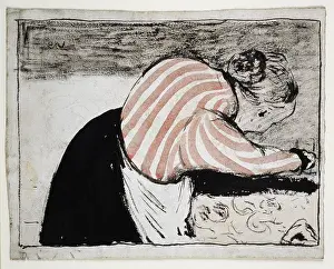 Edouard Prints: Old woman setting the table, 19th century. Creator: Edouard Vuillard