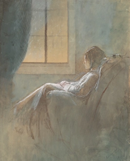 Ladislav Prints: Old Woman Sitting, 1882-1883. Creator: Ladislav Mednyanszky