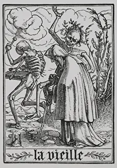 Elderly Woman Prints: The Old Woman from 'The Dance of Death', 1538, (1877). Creator: Unknown