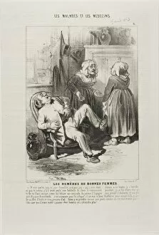 French Text Gallery: Old Womens Remedies (plate 6), 1843. Creator: Charles Emile Jacque