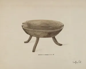 Holt Geoffrey Prints: Old Wood Stool, 1936. Creator: Geoffrey Holt