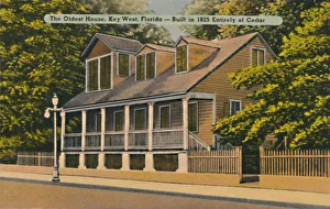 Wayside Prints: The Oldest House, Key West, Florida - Built in 1825 Entirely of Cedar, c1940s
