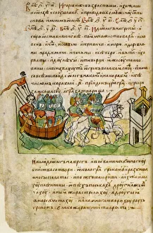 Rulers Prints: Oleg of Novgorods campaign against Constantinople (from the Radziwill Chronicle)