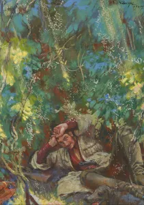 Olenin. Illustration for the novel The Cossacks by Leo Tolstoy, 1917