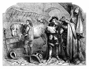 Images Dated 20th February 2008: Oliver Cromwell discovering the letter of King Charles I at the Blue Boar, Holborn, London