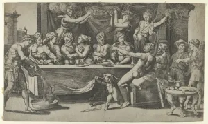 Rafaello Sanzio Gallery: The Olympian gods at the marriage feast of Cupid and Psyche, after Raphael, 1530-35