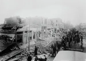 Cyclone Prints: Omaha, 24th & Lake Sts. after cyclone, between c1910 and c1915. Creator: Bain News Service