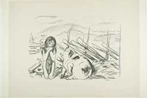 Desert Island Prints: Omega and the Pig, 1908/09. Creator: Edvard Munch