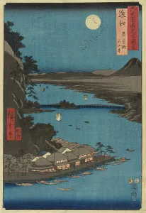 Shingon Prints: Omi Province: Lake Biwa and Ishiyama Temple (Omi)